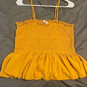 Yellow smocked tank top